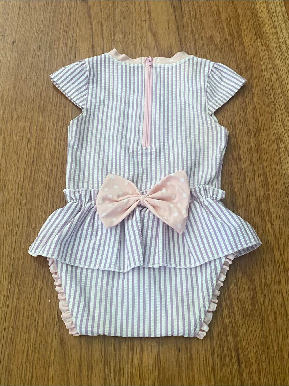 Ruffle Butts Lavander Seersucker Peplum Skirt Rashguard One Piece